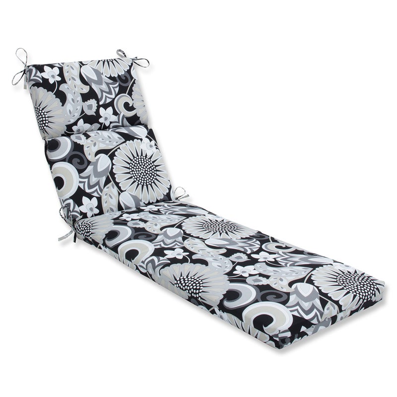 Pillow Perfect Pillow Perfect Floral IndoorOutdoor Split Back Chaise Lounge Cushion with Ties Plush Fiber Fill Weather and Fade Resistant 725 x 21 BlackWhite Sophia 1 Count 