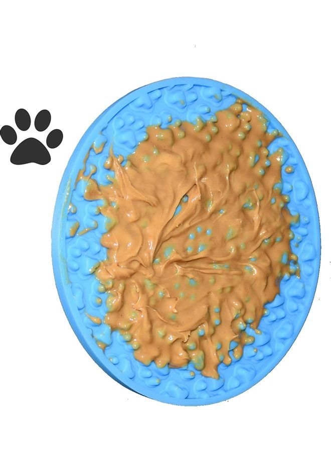 NIBEMINENT Silicone Slow Feeder Dog Treat Dispensing Mat Blue 15 x 15cm - Image 1