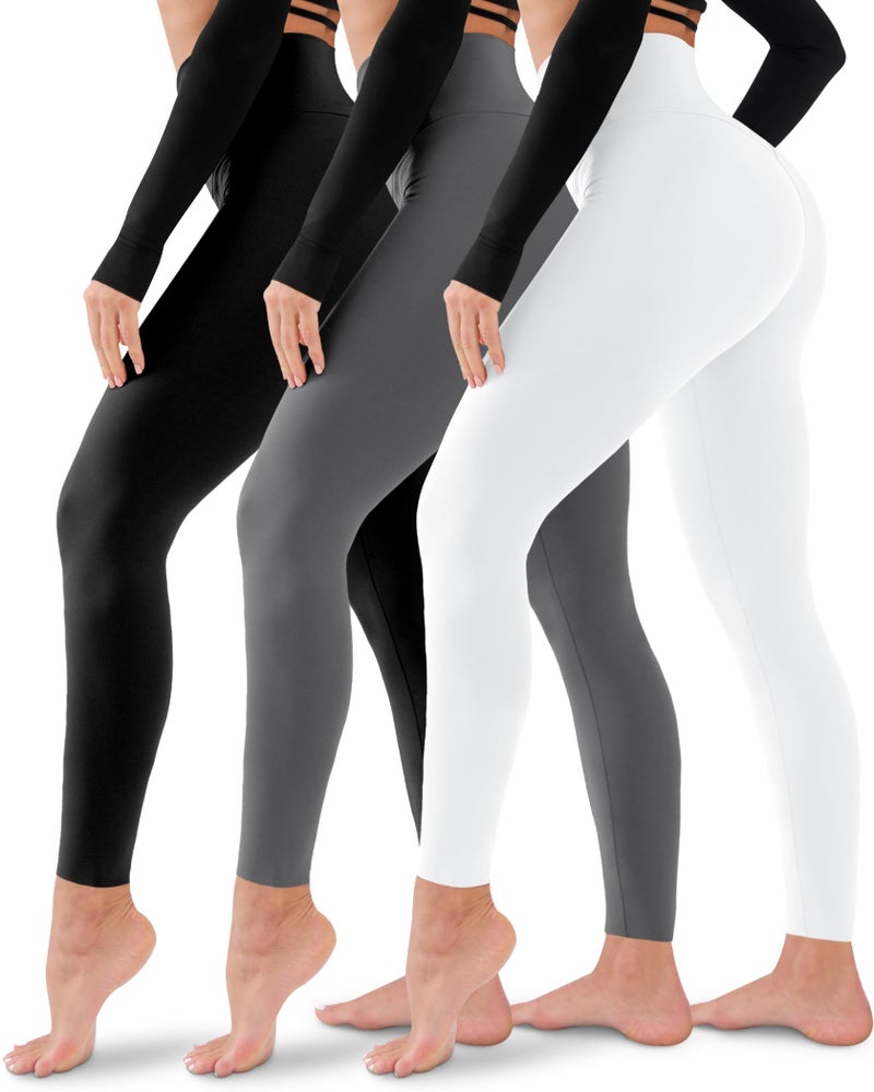 3 Pack Leggings for WomenNo SeeThrough High Waisted Tummy Control Yoga Pants Workout Running Legging LargeXLarge