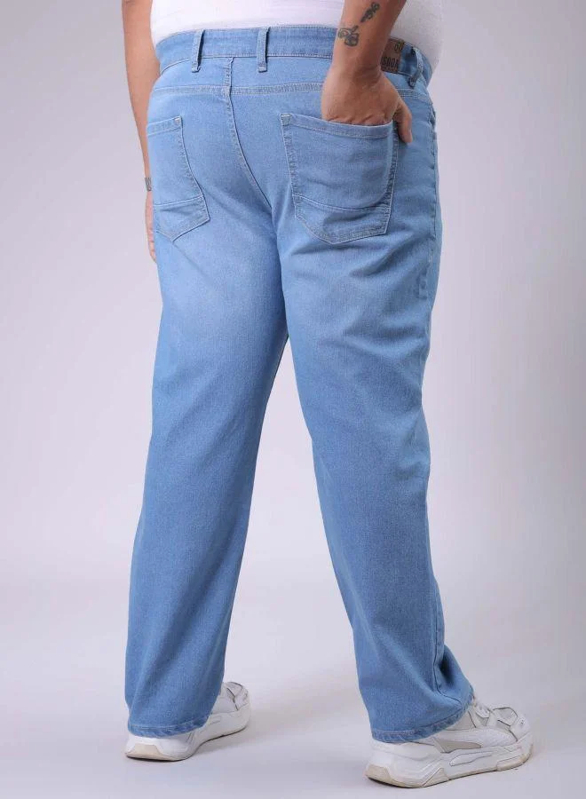 HARDSODA Men Plus Size Vintage Straight Fit Solid Mid-Rise Stretchable Jeans