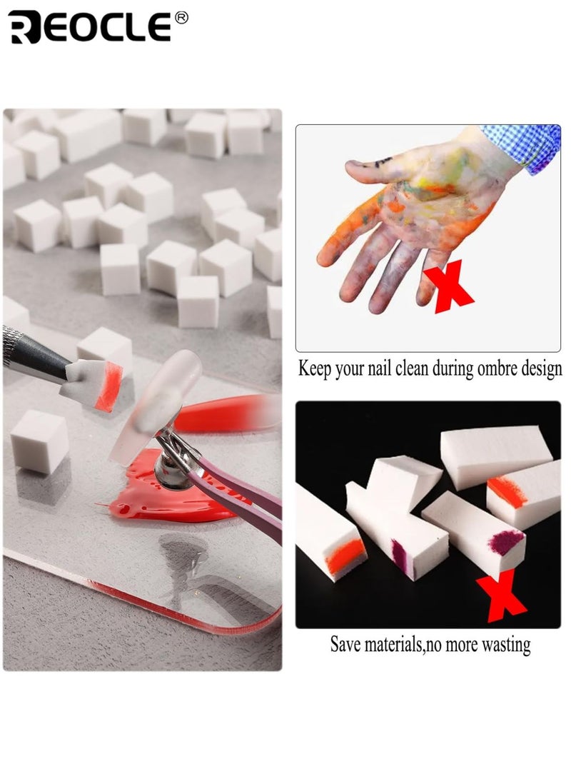 REOCLE 100PCS Soft Nail Sponges for Ombre with Grabbing Pen Nail Art Tools for Aura Nails Ombre Nail Brush Manicure Professional Accessories Supplies Flexible High-Quality Ideal for Nail Artists Beginners - Image 4