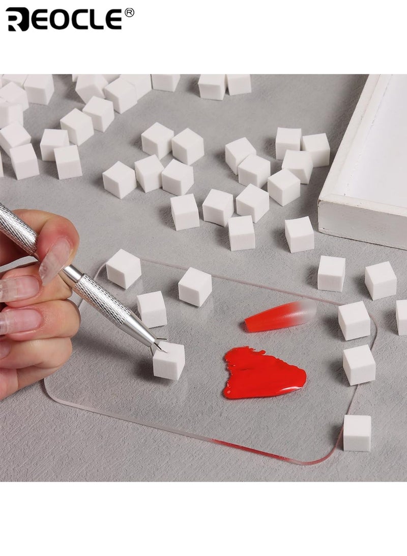 REOCLE 100PCS Soft Nail Sponges for Ombre with Grabbing Pen Nail Art Tools for Aura Nails Ombre Nail Brush Manicure Professional Accessories Supplies Flexible High-Quality Ideal for Nail Artists Beginners - Image 2