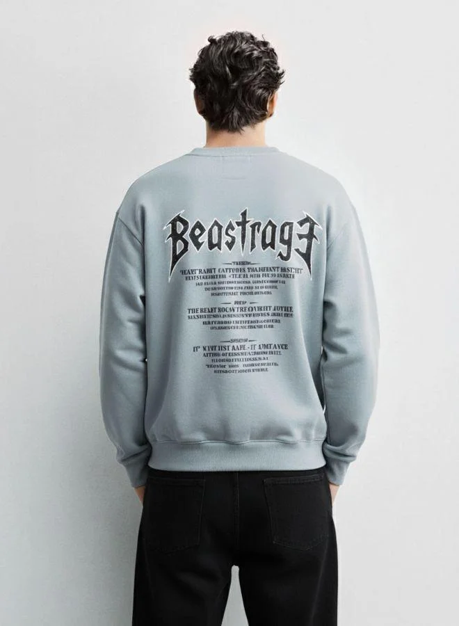 شركة المرآب الهندية Men Relaxed Fit Graphic Printed Crew Neck Full Sleeves Sweatshirt