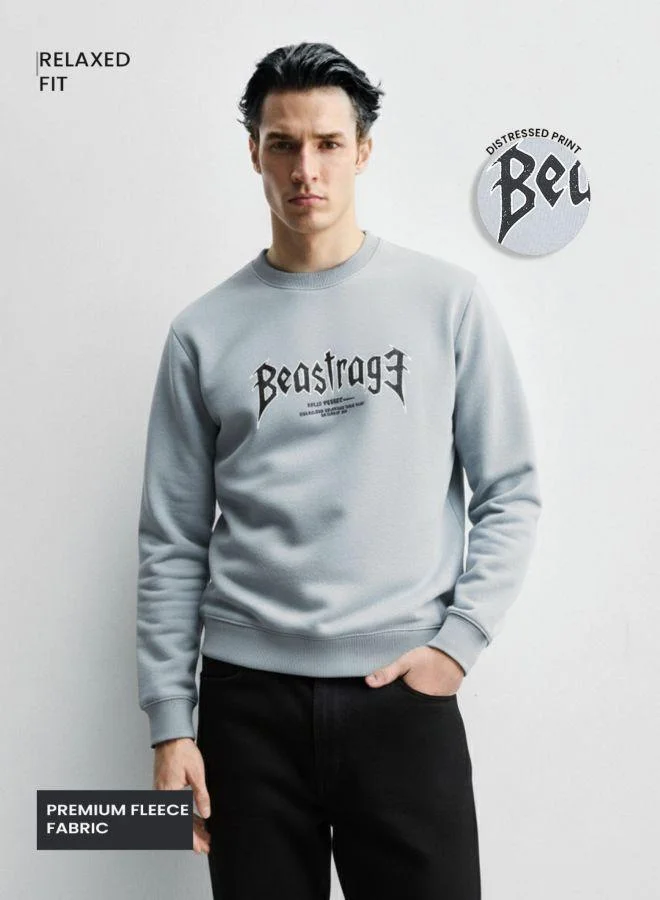 شركة المرآب الهندية Men Relaxed Fit Graphic Printed Crew Neck Full Sleeves Sweatshirt