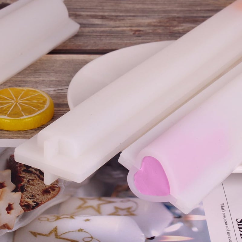 EchoDone Heart Tube Column Silicone Soap Mold Embed Soap Making Supplies Tool Heart Shape Candle Mold Set Soap Mould - Image 3