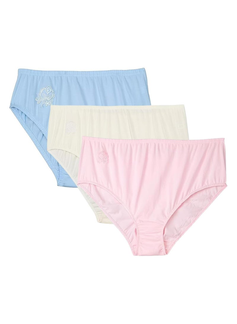 Dahab Pack of 3 Women's 100% Cotton Full Coverage Brief Panties Underwear Code 80 - Image 1