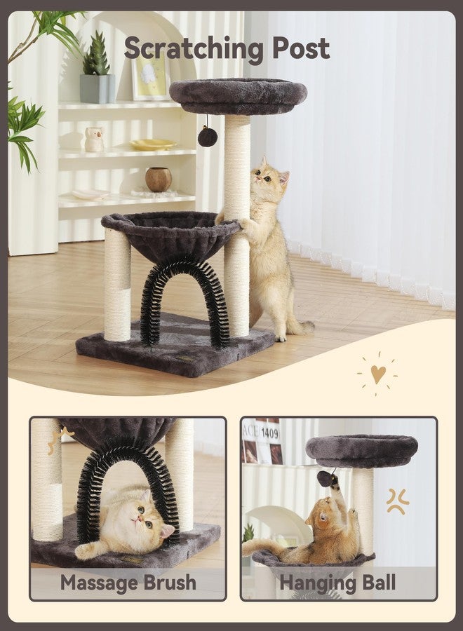 FluffyDream Cat Tree Tower for Indoor Cats, 27.8 Inches Multi-Level Cat Tree with Scratching Posts Plush Basket & Perch for Play Rest, Cat Activity Tree with Dangling Ball for Kittens/Small Cats - Image 4