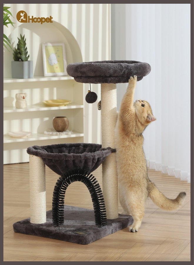 FluffyDream Cat Tree Tower for Indoor Cats, 27.8 Inches Multi-Level Cat Tree with Scratching Posts Plush Basket & Perch for Play Rest, Cat Activity Tree with Dangling Ball for Kittens/Small Cats - Image 5