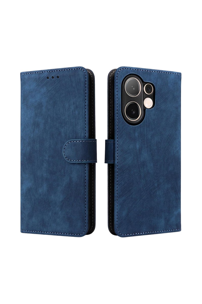 غطاء واقي لهاتف Vivo V60 - غطاء جلدي PU قابل للطي مع حامل بطاقات ائتمان ودرع حماية من ترددات RFID.