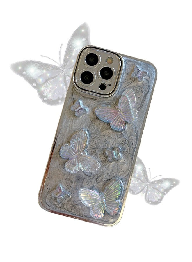 Compatible with iPhone 15 Pro Max Case, Electroplate Super Cool Metallic feel 3D Dazzling Butterfly With fully wrapped edge protects the phone case,for Women Girls - Image 1