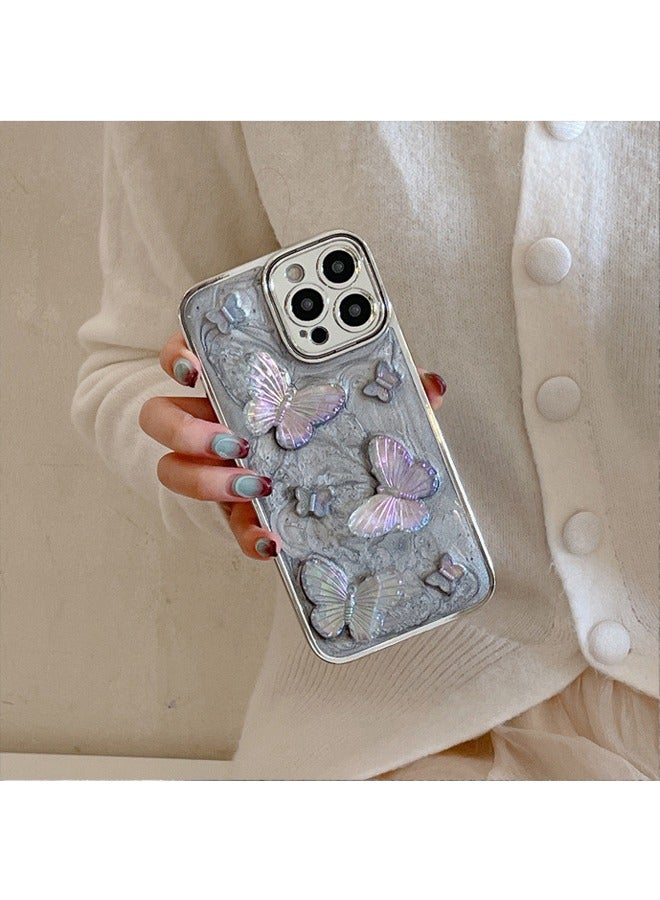 Compatible with iPhone 15 Pro Max Case, Electroplate Super Cool Metallic feel 3D Dazzling Butterfly With fully wrapped edge protects the phone case,for Women Girls - Image 3