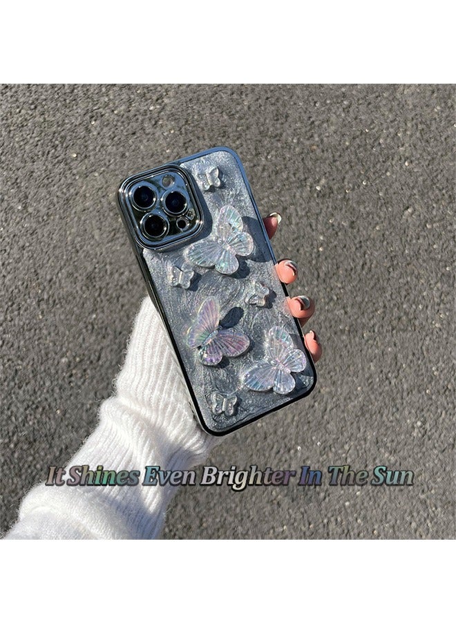 Compatible with iPhone 15 Pro Max Case, Electroplate Super Cool Metallic feel 3D Dazzling Butterfly With fully wrapped edge protects the phone case,for Women Girls - Image 2