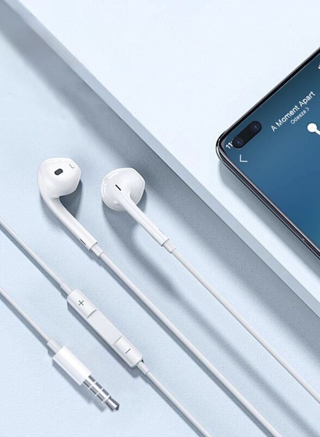 TELUX SOUNDLINK High Bass 3.5mm Stereo Earphones, Wired Earphones with Microphone, In-Line Controls, Comfortable Fit, 14mm Dynamic Drivers, Durable Cable 1.2m – White - Image 4