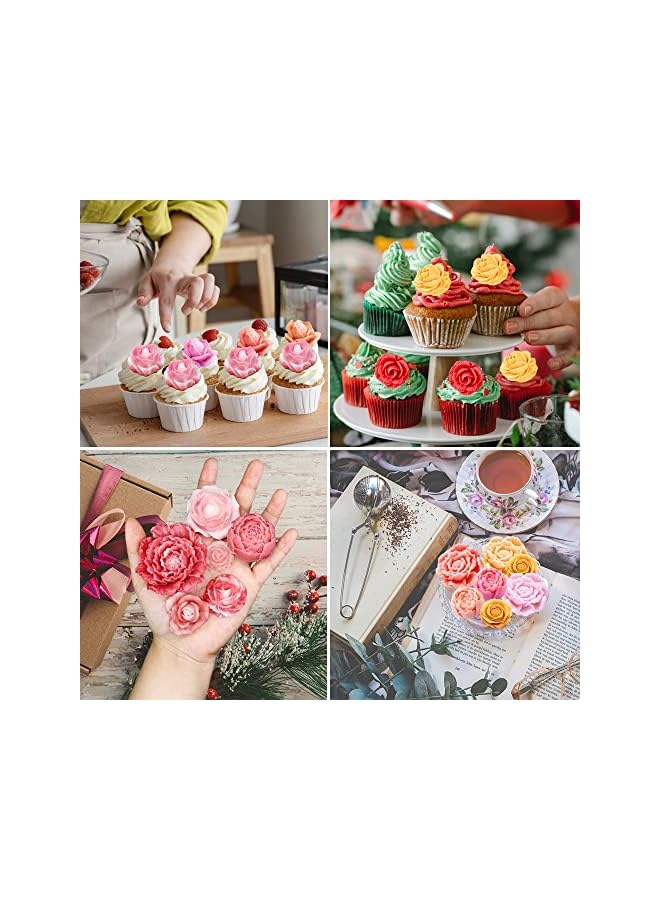 S-TOP 6PCS 3D Flower Fondant Molds Set, Rose Silicone Molds for Candle Soap Making, Handmade Cake Dessert Decoration Chocolate Cupcake Candy Ice Mold, Resin Concrete Art Crafts Accessories - Image 4