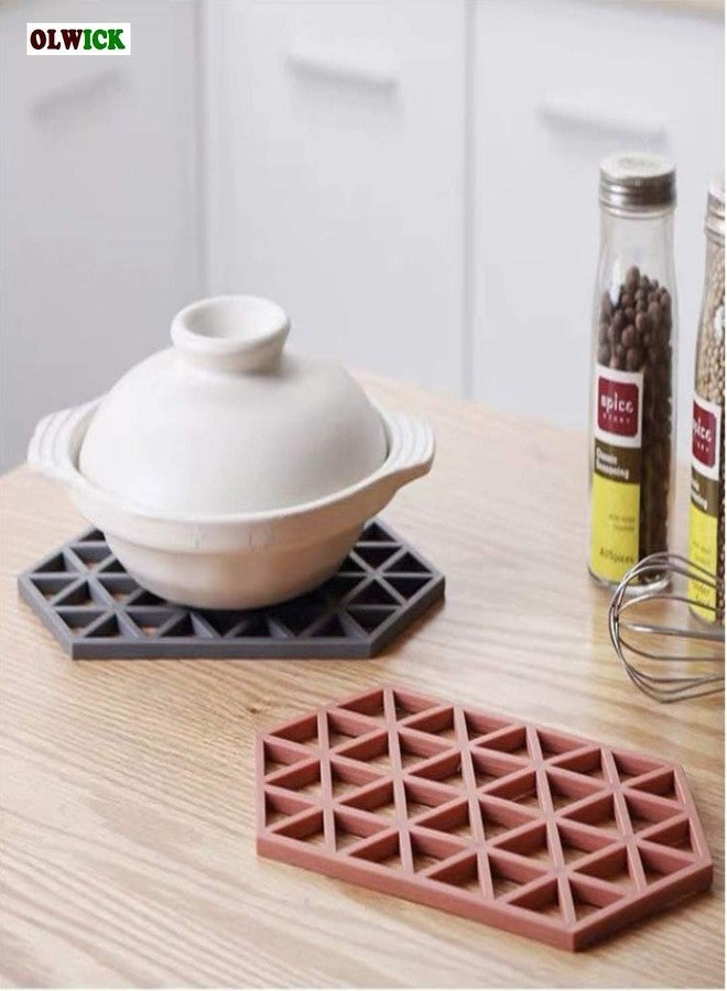 OLWICK® 4 Pcs PVC Tea Coaster Non-Slip Placemat High Temperature Insulation Pad Hollow Pot Mat Bowl with Anti-hot Plastic Placemat (Random Color) - Image 5