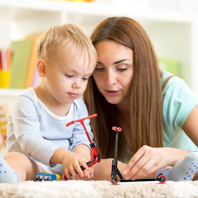 Civaner 22 Pcs 2 Sets Finger Scooter Toy Mini Scooters Finger Board Accessories with Pants and Tools Alloy Interactive Toys for SkateboarderRed Black - Image 4