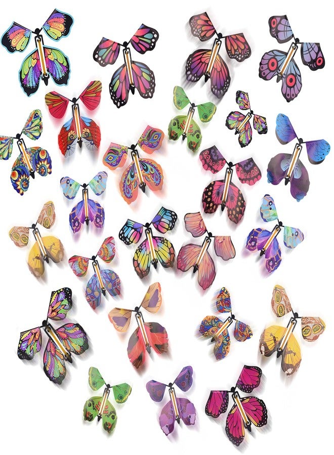 Gloreyan 20Pcs Flying Butterfly Toys, Magic Wind Up Colorful Flying Butterfly Surprise Toys for Surprise Explosion Box Wedding Birthday Party Book Greeting Card (20 Styles) - Image 1