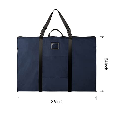 BERYA Large Size Art Portfolio Bag with Nylon Shoulder, 24 x 36 inches Light Weight Poster Storage Bag Board Holder with Handle and Zipper for Poster, Sketching and Drawing (dark blue) - Image 3