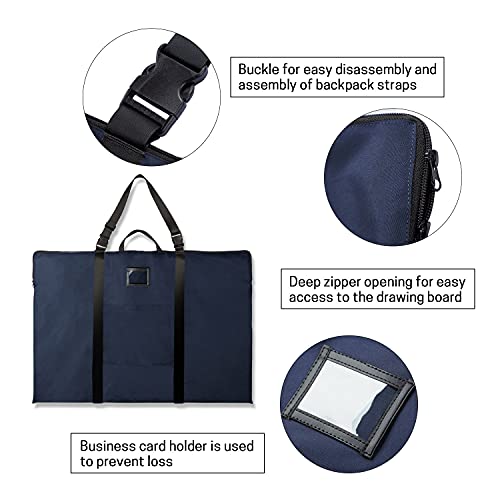 BERYA Large Size Art Portfolio Bag with Nylon Shoulder, 24 x 36 inches Light Weight Poster Storage Bag Board Holder with Handle and Zipper for Poster, Sketching and Drawing (dark blue) - Image 5