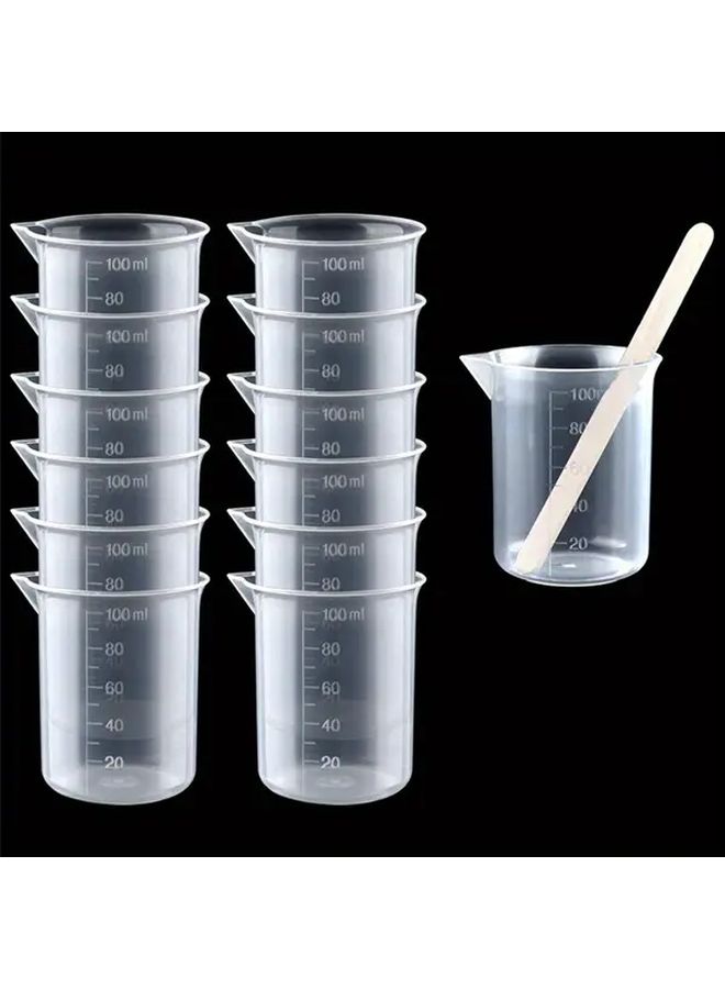 10pcs 100ml Plastic Measuring Cups With Graduated Markings For Epoxy Resin - Image 1