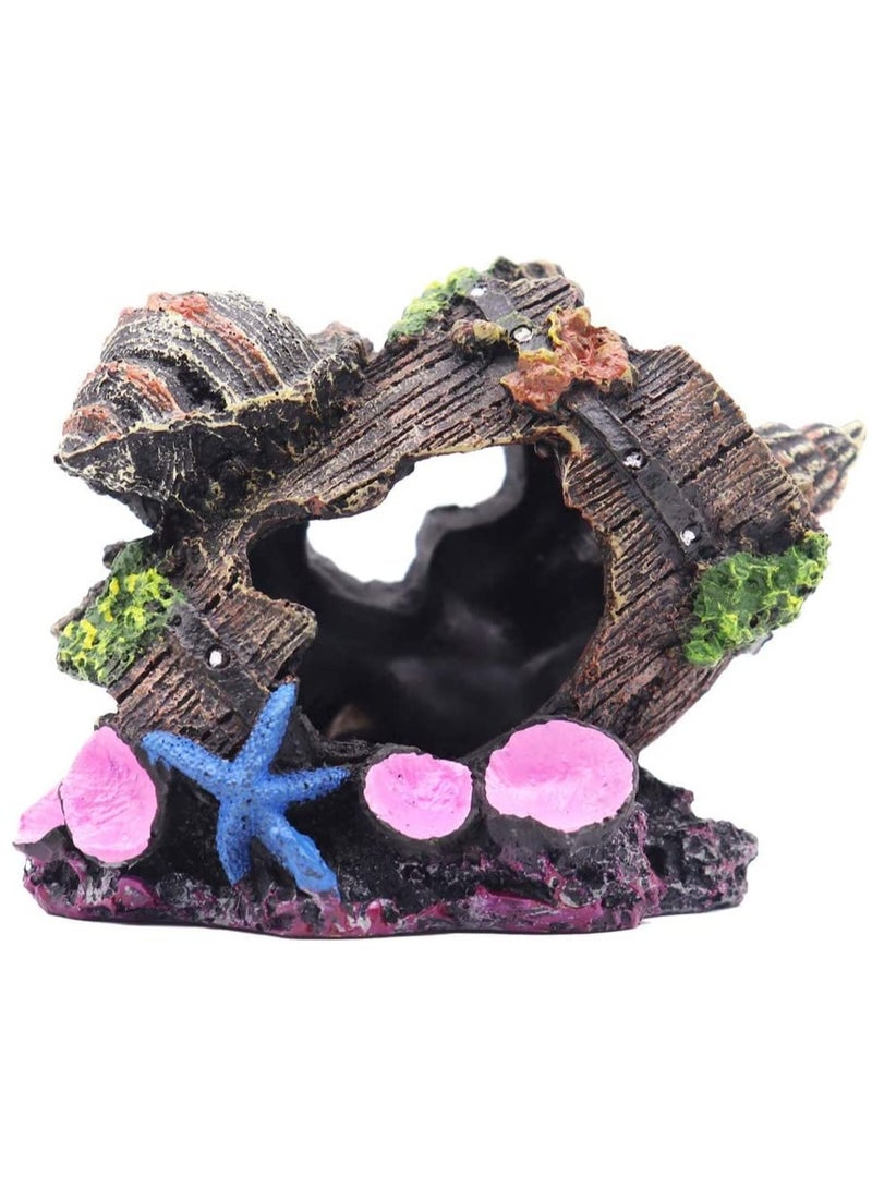Zikra Aquarium Decorations Small Fish Tank Broken Barrel Decorations, Hideaway Cave House with Shell Broken Barrel Cave Decor for Fish House - Image 1