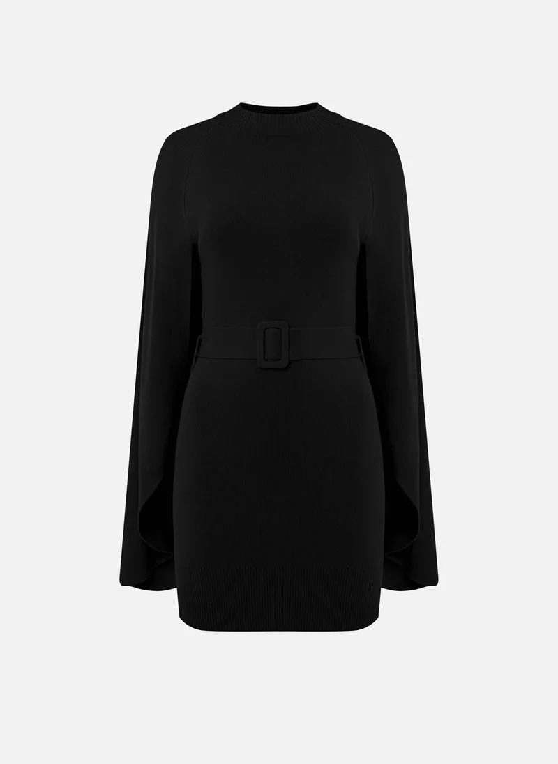 Lichi Viscose mini jersey dress with a train and matching belt