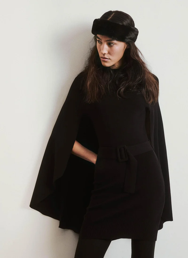 Lichi Viscose mini jersey dress with a train and matching belt