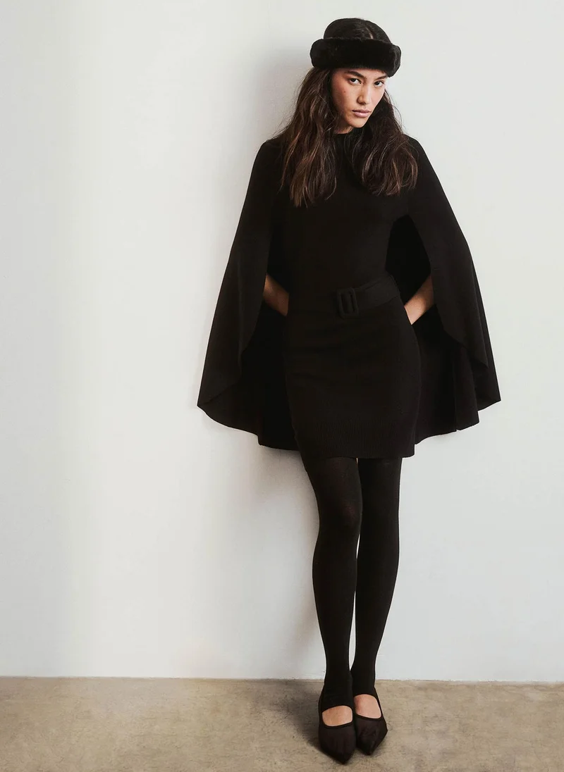 Lichi  Viscose mini jersey dress with a train and matching belt for Women | Best Price UAE