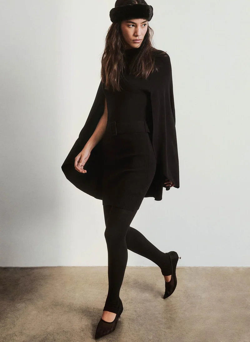Lichi  Viscose mini jersey dress with a train and matching belt for Women | Best Price UAE
