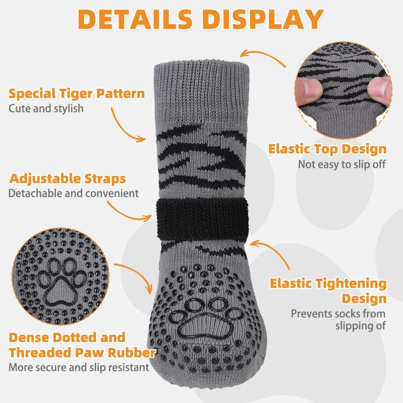 KOOLTAIL Anti Slip Dog Socks for Hot/Cold Pavement to Prevent Licking Paws, Paw Protector&Dog Boots with Grippers for Hardwood Floors,Traction Control No Twist Booties for Small Medium Large Dogs XL - Image 2