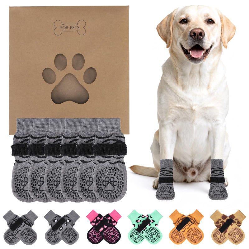 KOOLTAIL Anti Slip Dog Socks for Hot/Cold Pavement to Prevent Licking Paws, Paw Protector&Dog Boots with Grippers for Hardwood Floors,Traction Control No Twist Booties for Small Medium Large Dogs XL - Image 1