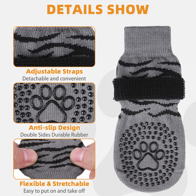 KOOLTAIL Anti Slip Dog Socks for Hot/Cold Pavement to Prevent Licking Paws, Paw Protector&Dog Boots with Grippers for Hardwood Floors,Traction Control No Twist Booties for Small Medium Large Dogs XL - Image 3