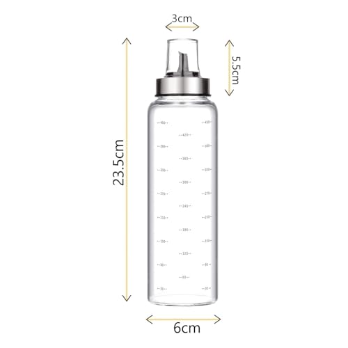 Baskety Olive Oil Dispenser Bottle,16.90 Ounce Cooking Oil Cruet Glass,No Drip,Small Oil and Vinegar Dispenser, Lead-Free Glass Bottle for Oil Kitchen with Degree Scale 500 ml (Pack of 1) - Image 4