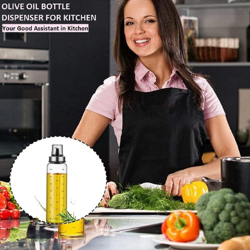 Baskety Olive Oil Dispenser Bottle,16.90 Ounce Cooking Oil Cruet Glass,No Drip,Small Oil and Vinegar Dispenser, Lead-Free Glass Bottle for Oil Kitchen with Degree Scale 500 ml (Pack of 1) - Image 2