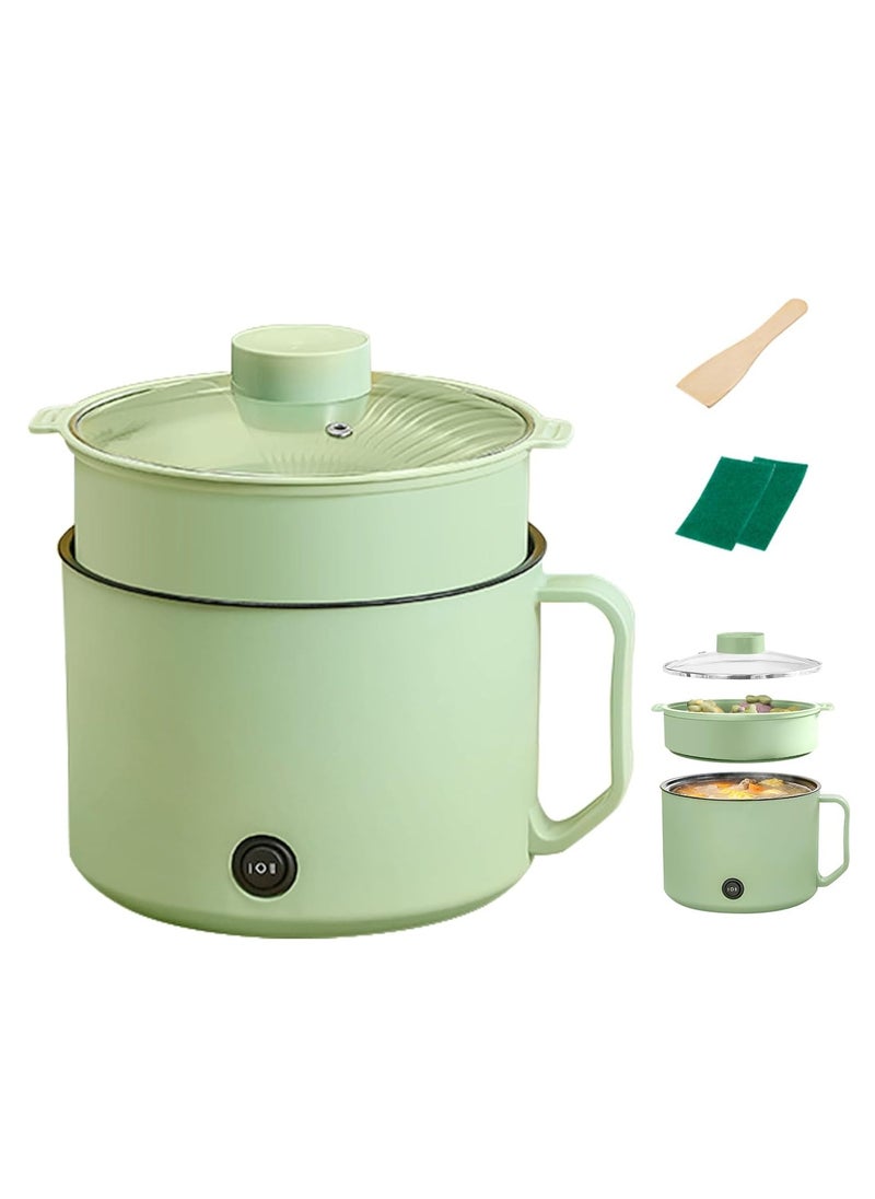Arabest 1.8L Electric Hot Pot with Steamer & Temperature Control - Non-Stick Electric Cooker Shabu Shabu, Electric Skillet, Frying Pan, Electric Saucepan for Noodles, Egg, Steak, Oatmeal (Green)  - Image 1