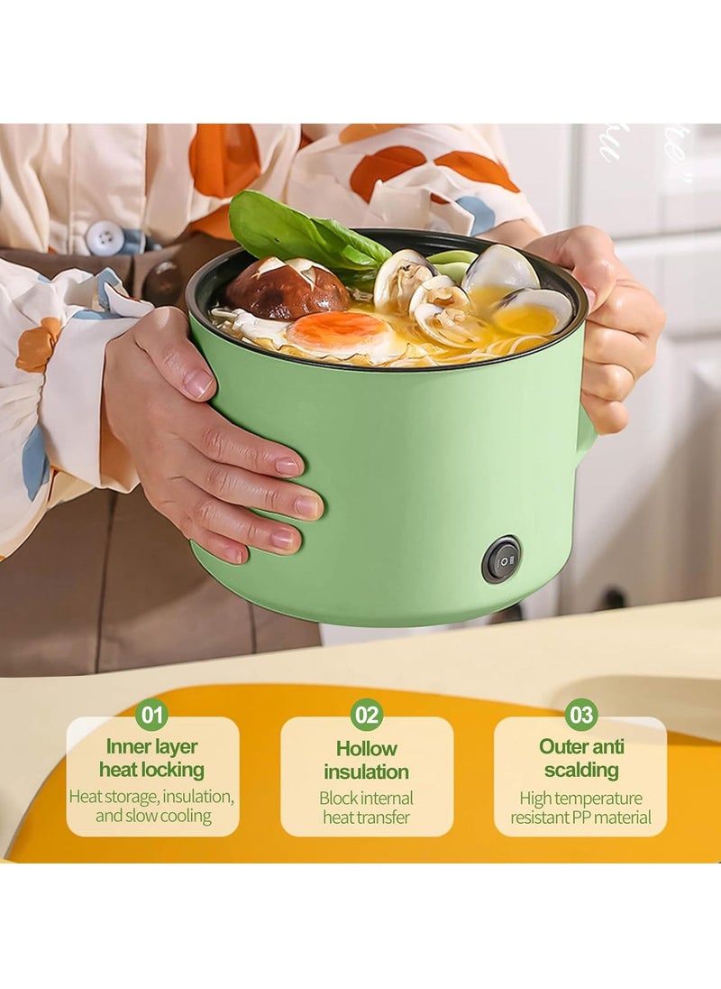 Arabest 1.8L Electric Hot Pot with Steamer & Temperature Control - Non-Stick Electric Cooker Shabu Shabu, Electric Skillet, Frying Pan, Electric Saucepan for Noodles, Egg, Steak, Oatmeal (Green)  - Image 2