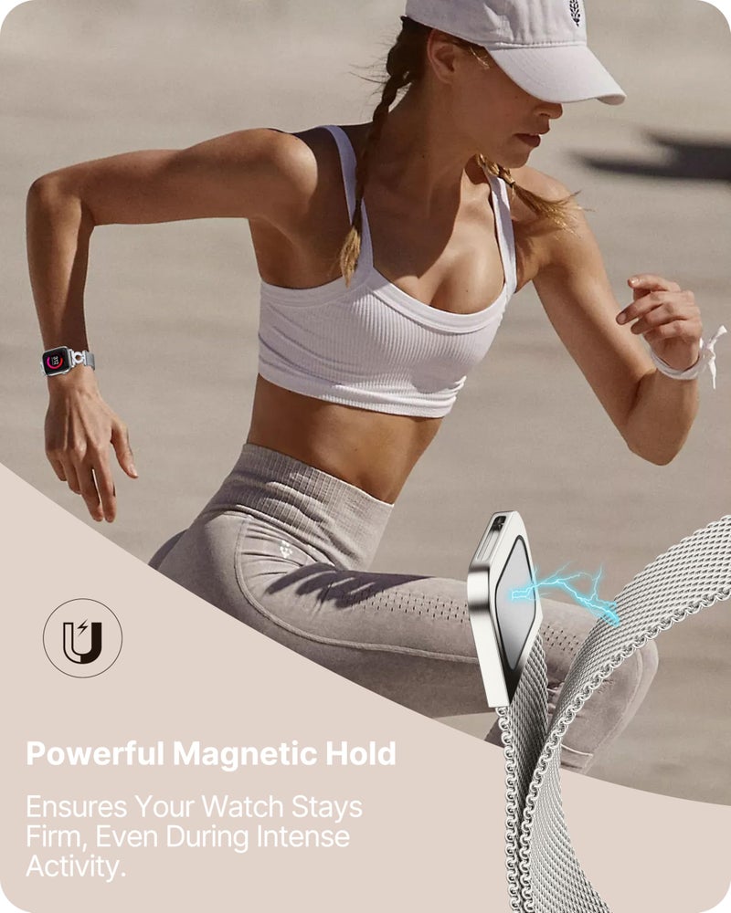 Fullmosa Magnetic Strap [No Watch] Compatible with Apple Watch Strap 42mm(Series 11 10) 41mm 40mm 38mm for Women,Glitter Milanese Metal Belt for iWatch SE3/2/1 Series 11/10/9/8/7/6/5/4/3/2/1,Starlight - Image 3