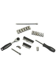 Stanley STANLEY 1-89-033 1/4'' Drive 6 point Socket and Bit Mechanic Tool Kit Silver 35-Pieces  - Image 2