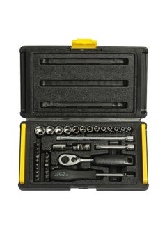 Stanley STANLEY 1-89-033 1/4'' Drive 6 point Socket and Bit Mechanic Tool Kit Silver 35-Pieces  - Image 1
