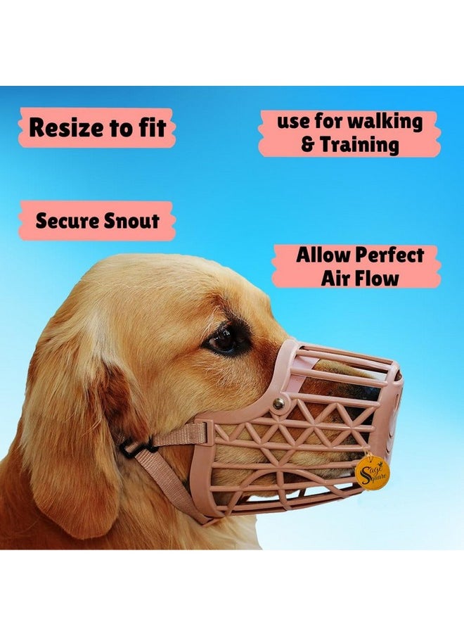 Sage Square Adjustable Strap Muzzle - Ensure Pet Safety & Comfort, Prevent Biting - Perfect For Medium-Sized Dogs, Ideal For Walks, Training & Grooming, Promote Dog'S Well-Being (Beige Large)  - Image 5