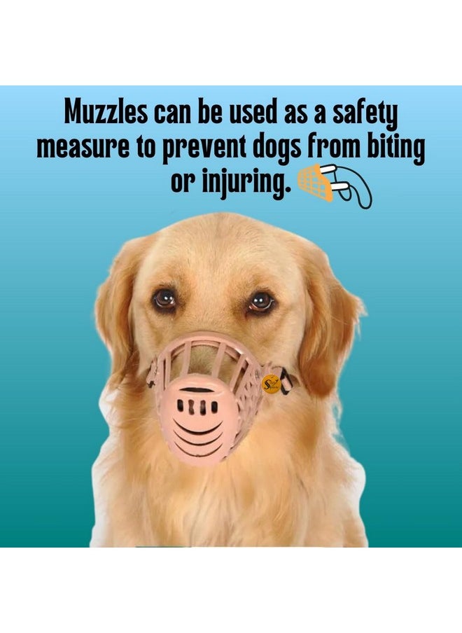 Sage Square Adjustable Strap Muzzle - Ensure Pet Safety & Comfort, Prevent Biting - Perfect For Medium-Sized Dogs, Ideal For Walks, Training & Grooming, Promote Dog'S Well-Being (Beige Large)  - Image 2