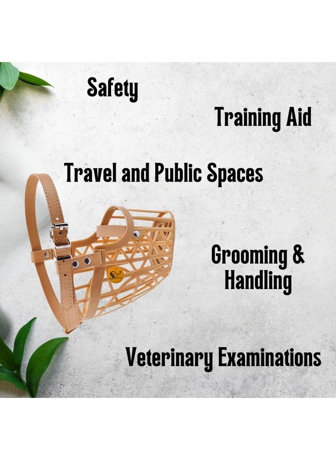 Sage Square Adjustable Strap Muzzle - Ensure Pet Safety & Comfort, Prevent Biting - Perfect For Medium-Sized Dogs, Ideal For Walks, Training & Grooming, Promote Dog'S Well-Being (Beige Large)  - Image 3