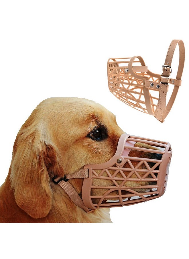 Sage Square Adjustable Strap Muzzle - Ensure Pet Safety & Comfort, Prevent Biting - Perfect For Medium-Sized Dogs, Ideal For Walks, Training & Grooming, Promote Dog'S Well-Being (Beige Large)  - Image 1