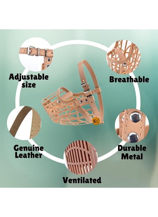 Sage Square Adjustable Strap Muzzle - Ensure Pet Safety & Comfort, Prevent Biting - Perfect For Medium-Sized Dogs, Ideal For Walks, Training & Grooming, Promote Dog'S Well-Being (Beige Large)  - Image 4