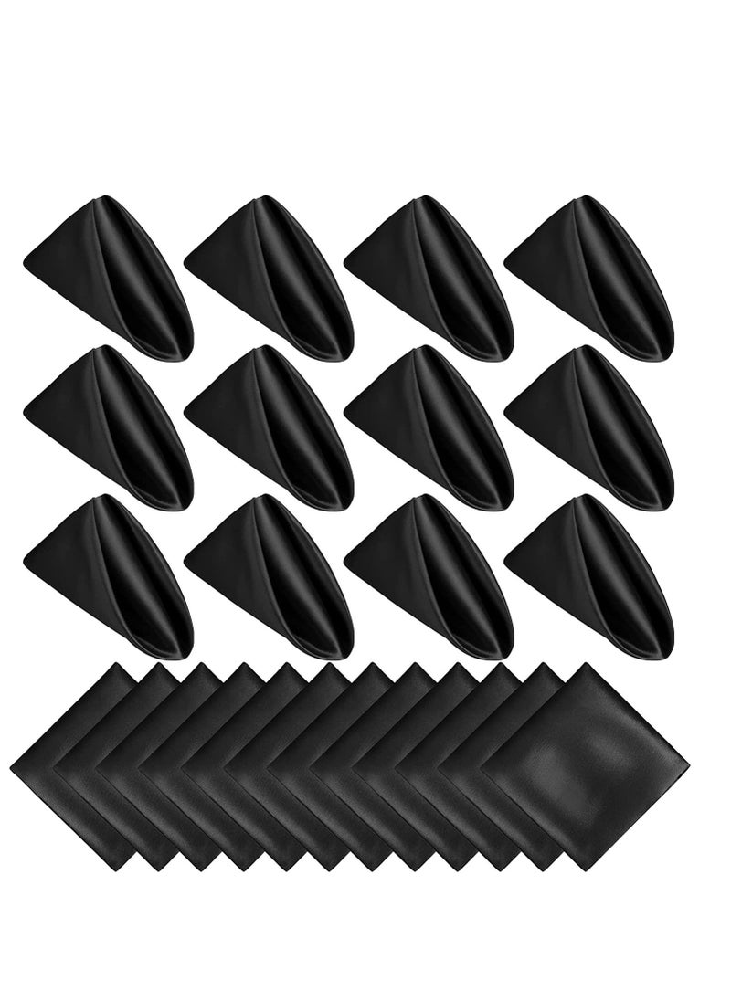 Generic Cloth Napkins 17x17 inch Washable Polyester Dinner Napkins Soft Table Napkins for Wedding Party Dining Banquet(Black,12PCS)  - Image 1