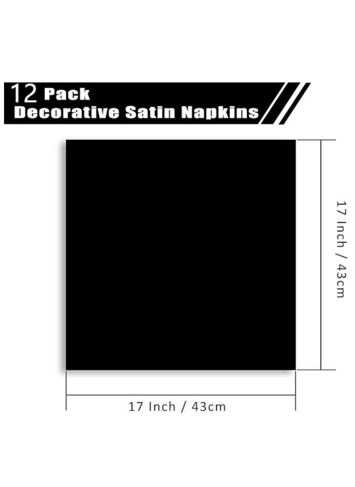 Generic Cloth Napkins 17x17 inch Washable Polyester Dinner Napkins Soft Table Napkins for Wedding Party Dining Banquet(Black,12PCS)  - Image 2