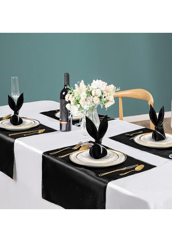Generic Cloth Napkins 17x17 inch Washable Polyester Dinner Napkins Soft Table Napkins for Wedding Party Dining Banquet(Black,12PCS)  - Image 3