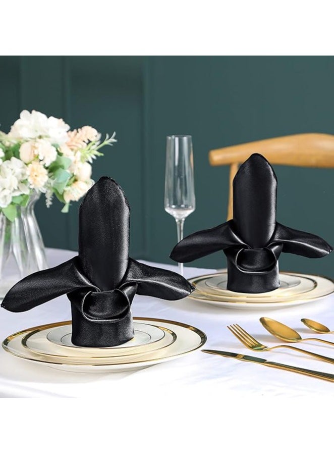 Generic Cloth Napkins 17x17 inch Washable Polyester Dinner Napkins Soft Table Napkins for Wedding Party Dining Banquet(Black,12PCS)  - Image 4