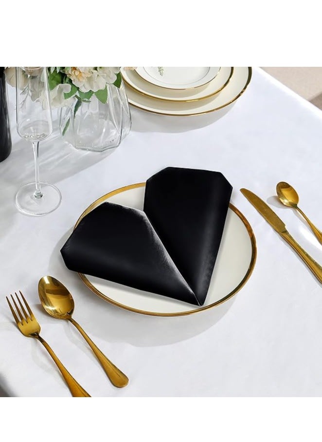 Generic Cloth Napkins 17x17 inch Washable Polyester Dinner Napkins Soft Table Napkins for Wedding Party Dining Banquet(Black,12PCS)  - Image 5