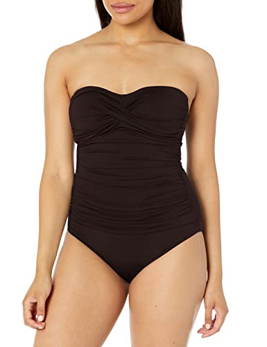 Anne Cole Women's Twist Front Shirred One Piece Swimsuit, Black, 10 - Image 3